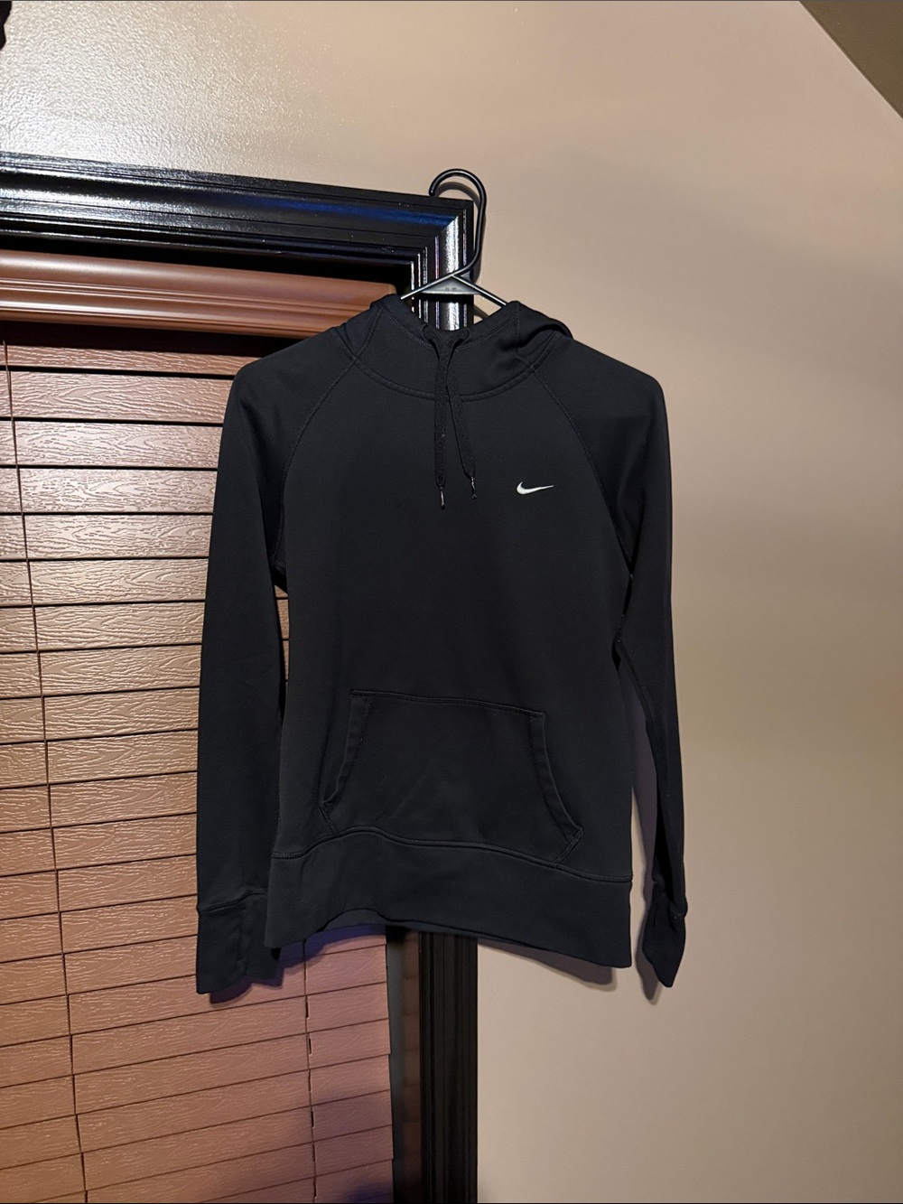 Nike Men’s Black Crewneck Hoodie with White Swoosh